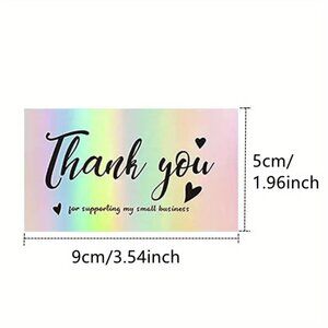 New 50pcs/pack 9x5cm Glossy Laser Reflective Thank You Cards